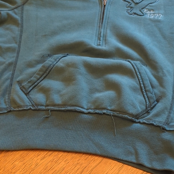 American Eagle Outfitters Blue Half-Zip Hoodie Soft Grudge Streetwear - Picture 7 of 9
